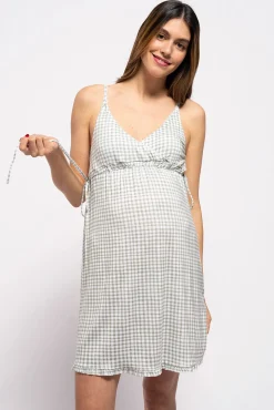 Camisón tirantes estampado vichy lactancia
