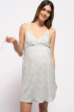 Camisón tirantes estampado vichy lactancia