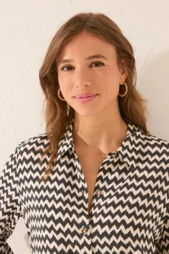 Camisola corta estampado zig zag