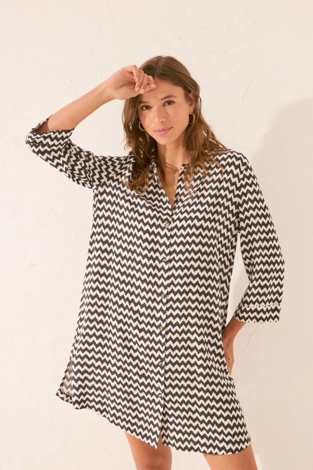 Camisola corta estampado zig zag