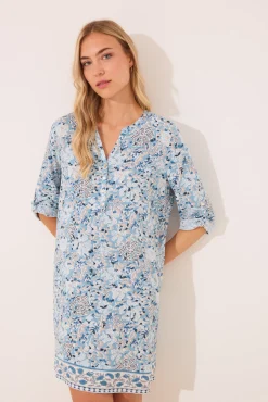 Camisola corta viscosa flores azul