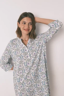 Camisola manga 3/4 floral verde