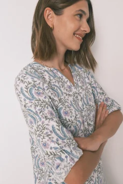 Camisola manga 3/4 floral verde