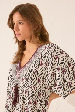 Camisola midi estampado hojas