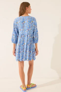 Camisola midi flores manga abullonada