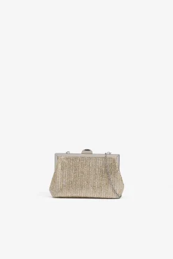 Cartera de mano efecto paja metálica