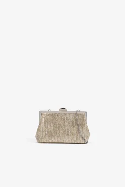 Cartera de mano efecto paja metálica
