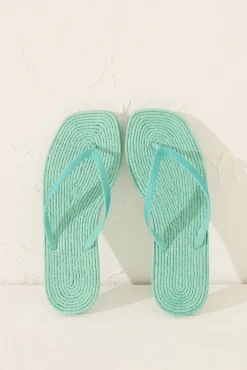 Chanclas esparto punta cuadrada verde