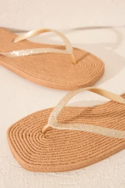 Chanclas esparto punta cuadrada tira brillo