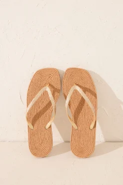 Chanclas esparto punta cuadrada tira brillo