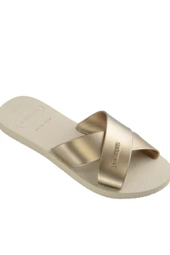 Chanclas Hav. Aqua Metallic Beige