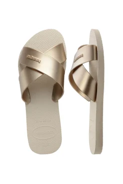 Chanclas Hav. Aqua Metallic Beige