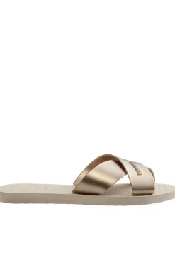 Chanclas Hav. Aqua Metallic Beige
