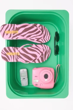 Chanclas print cebra rosa logo