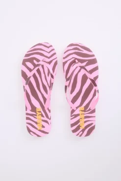 Chanclas print cebra rosa logo