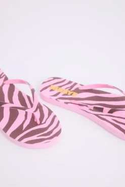 Chanclas print cebra rosa logo