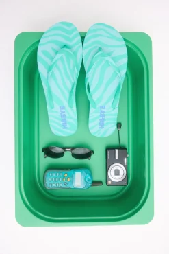 Chanclas print cebra verde logo