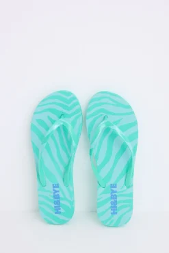 Chanclas print cebra verde logo