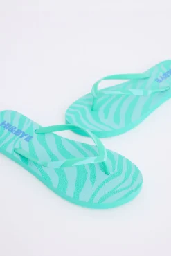 Chanclas print cebra verde logo