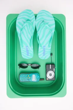 Chanclas print cebra verde logo