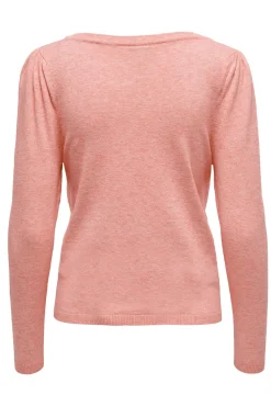 Chaqueta de punto premamá color rosa claro.