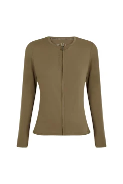 Chaqueta entallada cremallera caqui