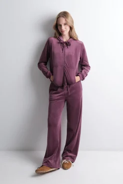 Chaqueta terciopelo cremallera vino