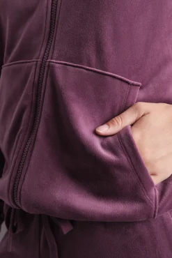 Chaqueta terciopelo cremallera vino