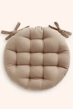 Cojín para silla redondo lavable de algodón piedra Gavema