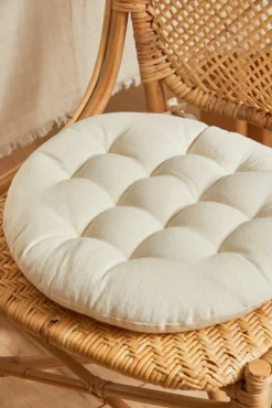 Cojín para silla redondo lavable de algodón beige Gavema