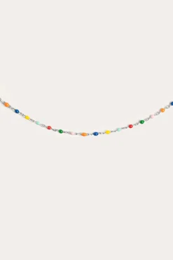 Collar Dots Colors Enamel Plata