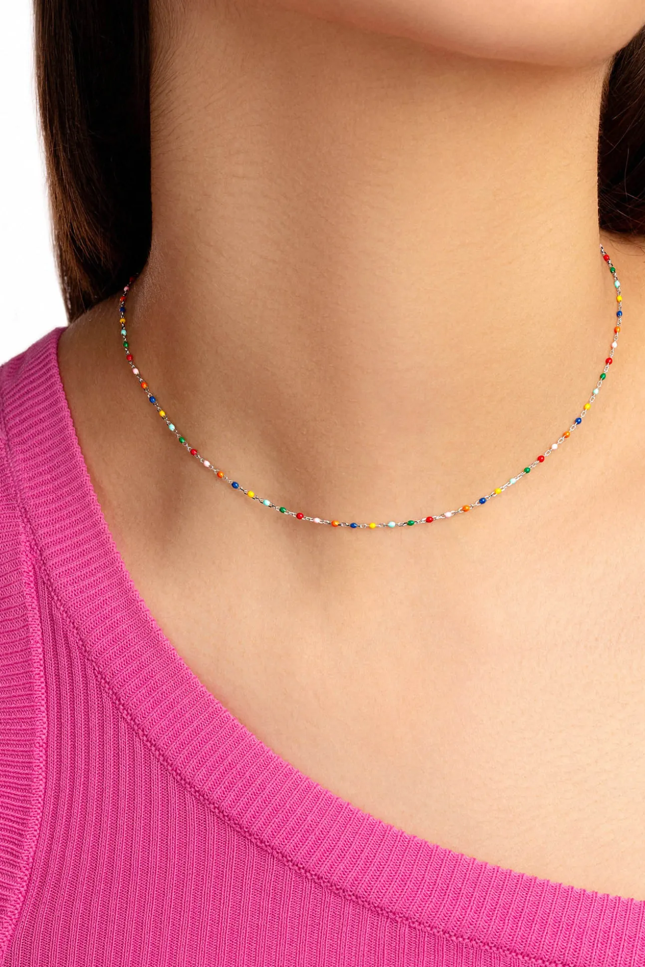 Collar Dots Colors Enamel Plata