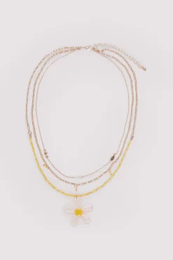 Collar flor y abalorios