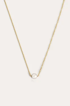 Collar Single Pearl Plata Baño Oro