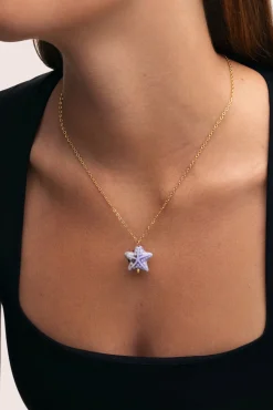 Collar Starfish Blue Acero Baño Oro