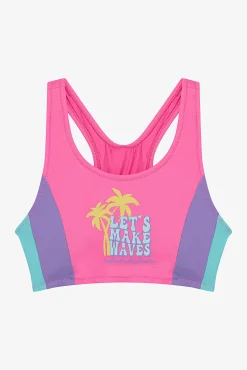 Conjunto de bikini rosa palmeras