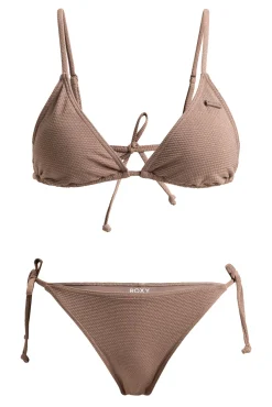 Conjunto de bikini triangular marrón brillo