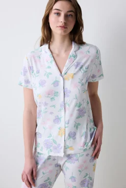 Conjunto de pijama camisero largo flores