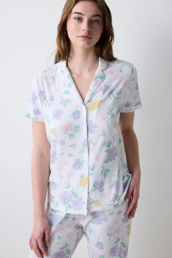 Conjunto de pijama camisero largo flores