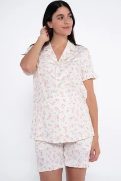 Conjunto de pijama canalé flores premamá
