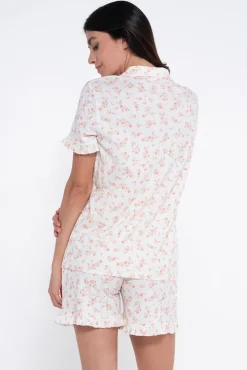 Conjunto de pijama canalé flores premamá