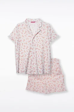 Conjunto de pijama canalé flores premamá