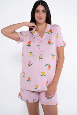 Conjunto de pijama estampado frutas premamá