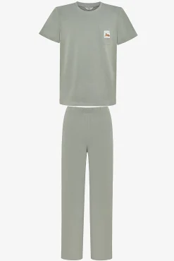 Conjunto de pijama largo caqui