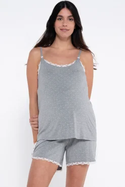 Conjunto de pijama premamá estampado topos