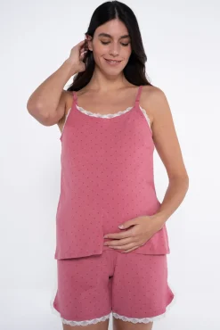 Conjunto de pijama premamá estampado topos