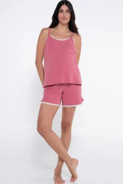 Conjunto de pijama premamá estampado topos