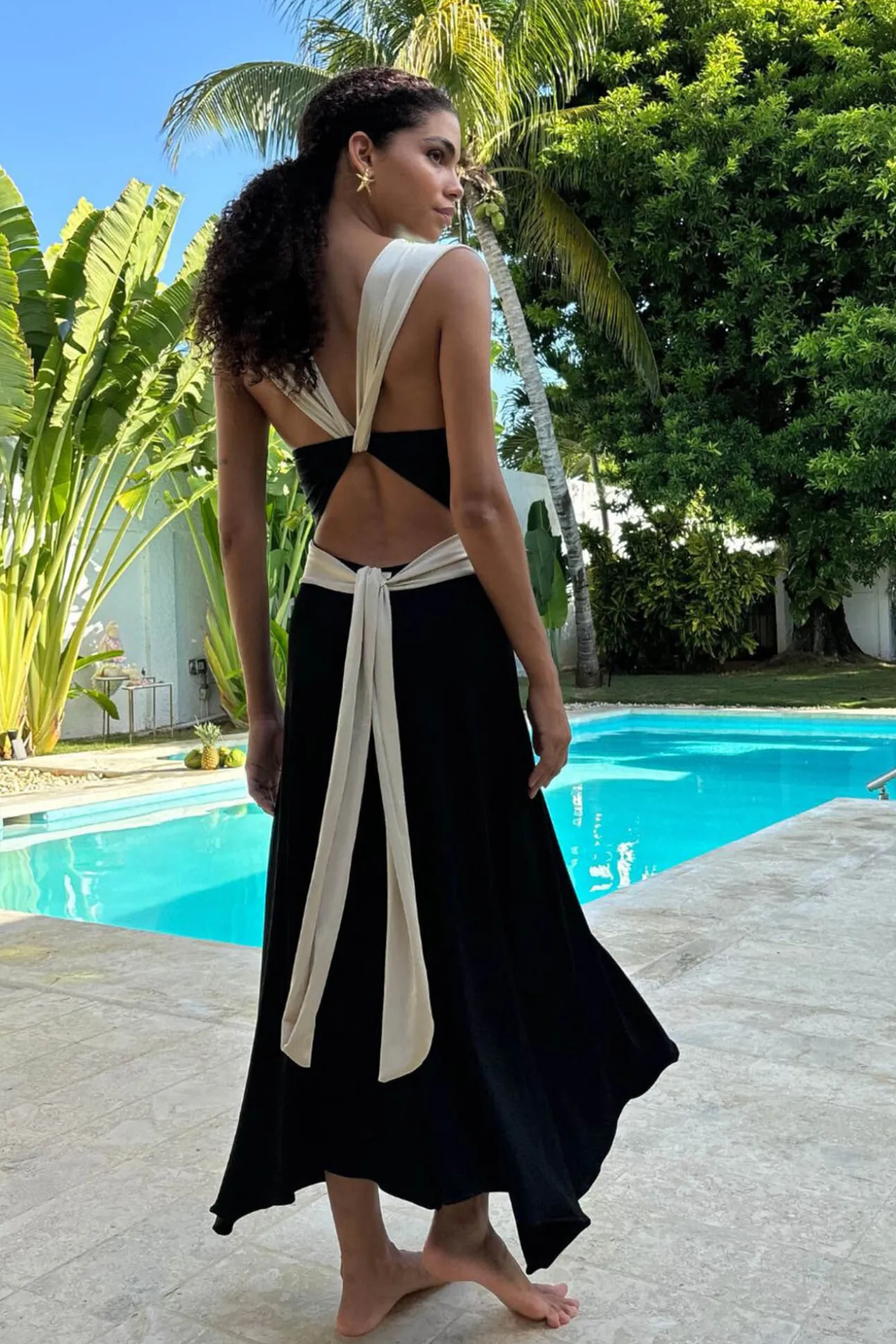 Falda multiposición negra contraste Mykonos