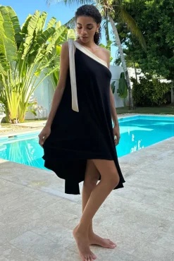 Falda multiposición negra contraste Mykonos