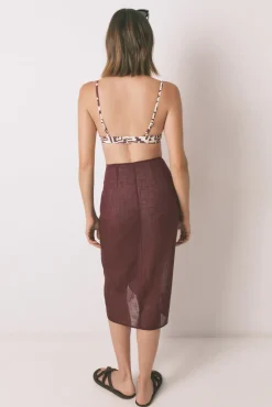 Falda pareo 100% algodón granate